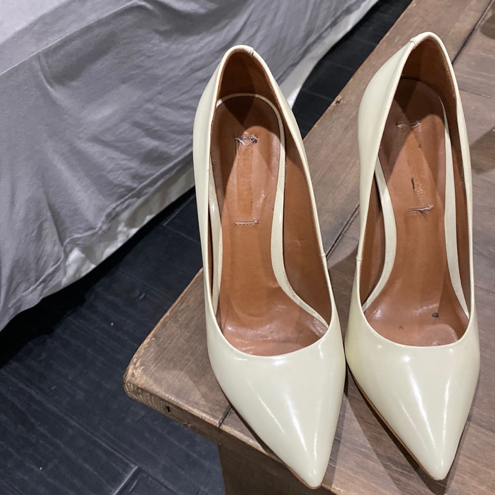 White, off white Steve Madden and Aldo pumps and mustard color, selling  all